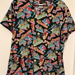 Disney Princess Patchwork V-Neck Scrub Top